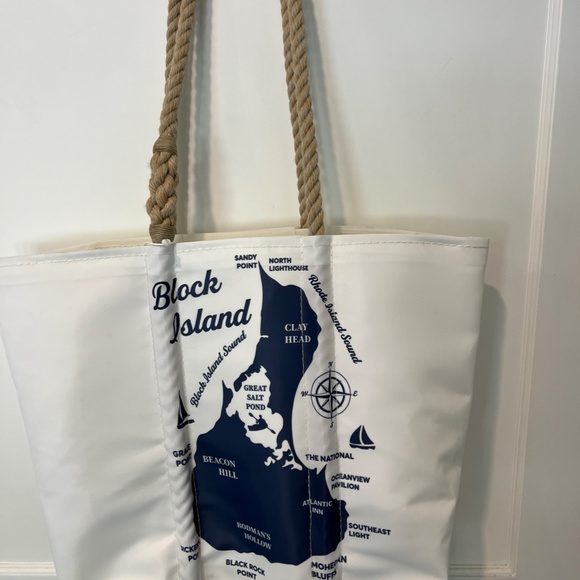 Block Island Map Tote by Sea Bags Handmade from Recycled Sails in Maine - Picture 2 of 8